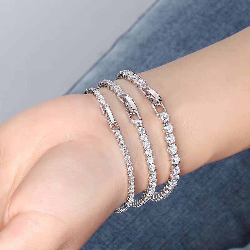 RINNTIN Fashion Jewelry 925 Sterling Silver Tennis Chain Bracelet Necklace Joyas De Plata Cadena Custom Tennis Bracelet