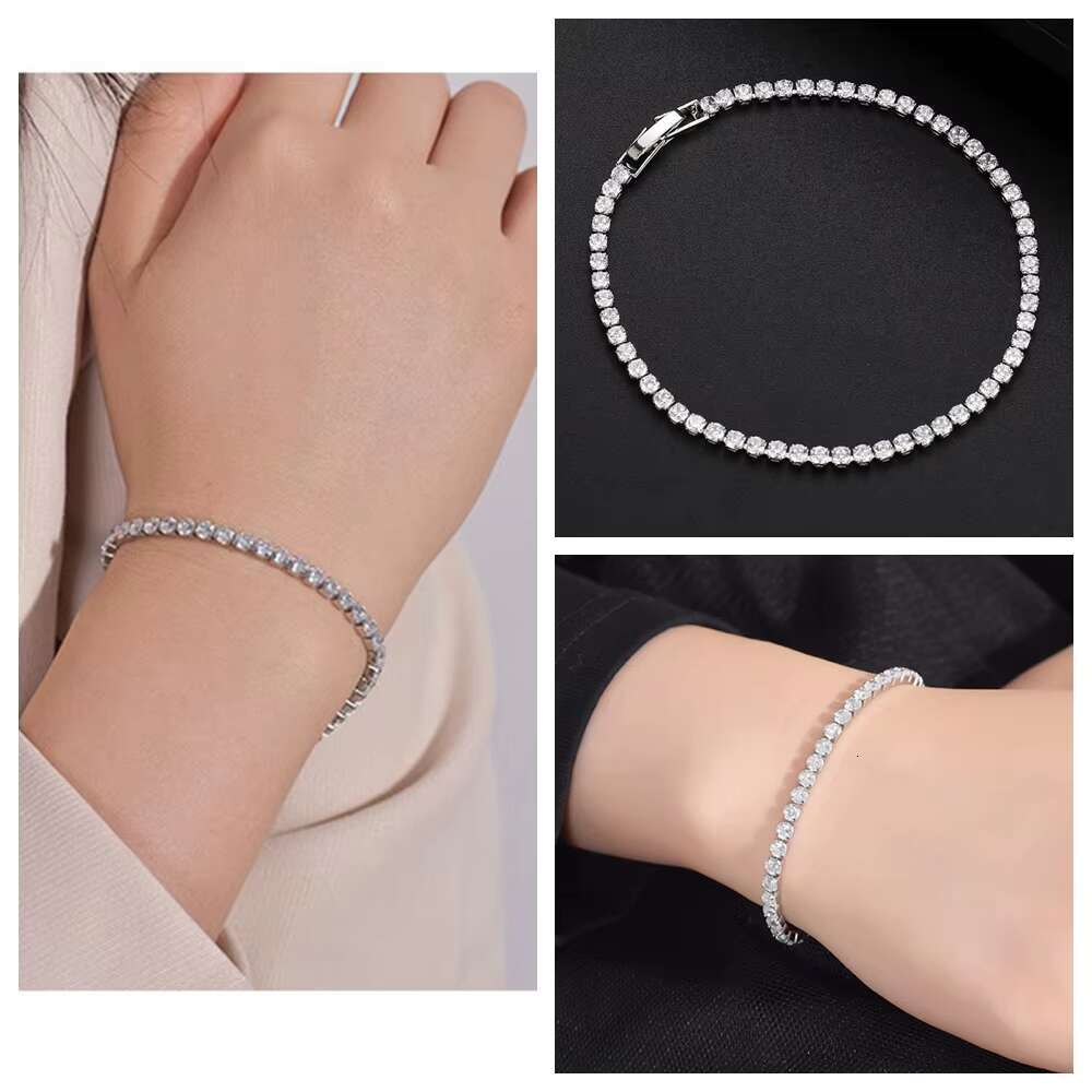 RINNTIN Fashion Jewelry 925 Sterling Silver Tennis Chain Bracelet Necklace Joyas De Plata Cadena Custom Tennis Bracelet