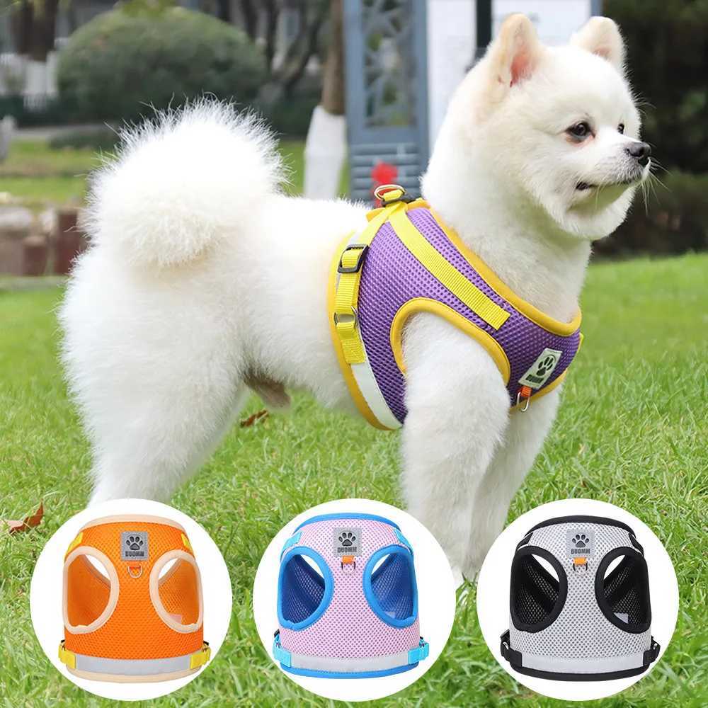 Summer Breathable Mesh Pet Harness Leash Set - Reflective Vest for Dogs Cats Adjustable Comfort Safety Chest Strap M251213