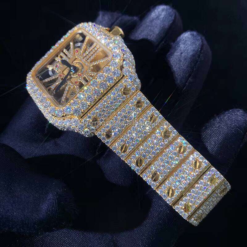 Wholesale Bussdown Automatic Mechanical Moissanite 1:1 Hiphop Bling Vvs Dia Iced Out Hip Hop Watch For Men Party Gift