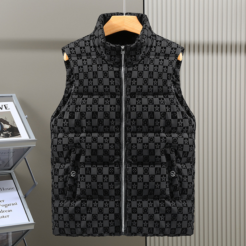Free shipping waistcoat designers Down cotton vest stand up collar camisole vest men's autumn and winter new item black plush outer wear warm ves