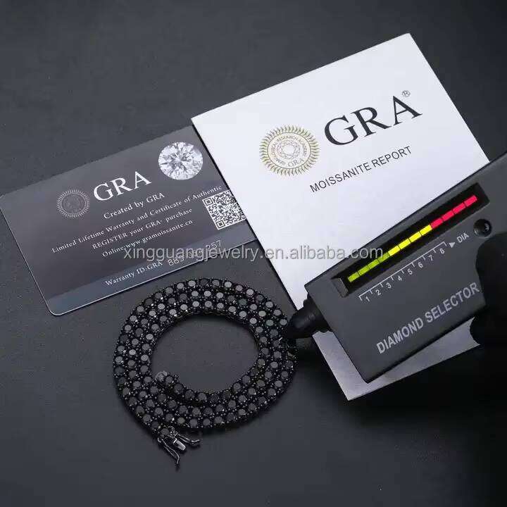 Hot Sale Dia 3mm---5mm Moissanite Sterling Sier Black Gold Plated Bracelet Necklace Tennis Chain Jewelry