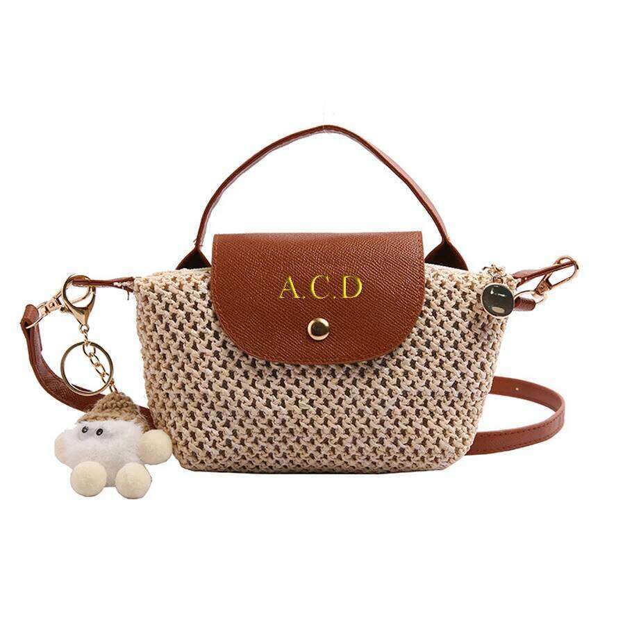 Intitals Customized Stylelady Straw Crossbody Bag With Pendant Summer Tourism Beach Vacation New All Match Shoulder Handbag