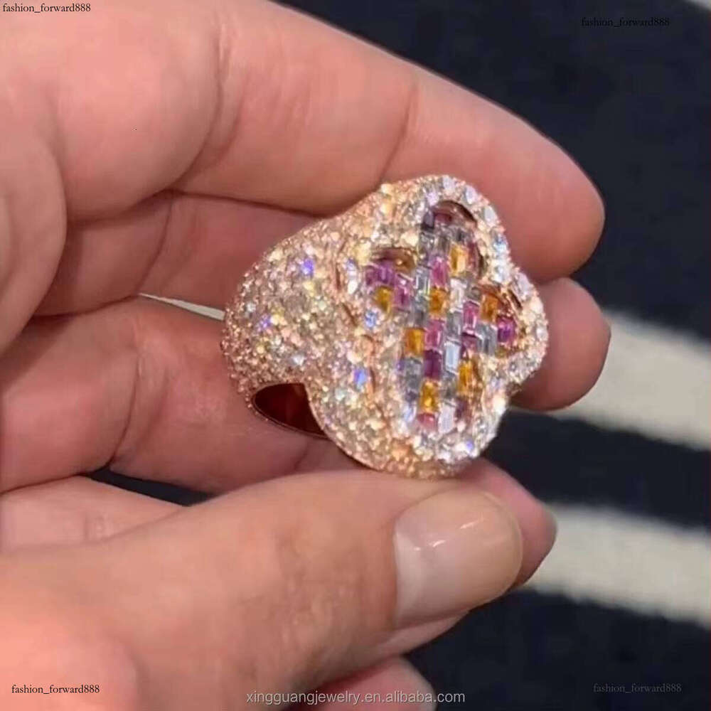 Hiphop Real Sier Gold Plated VVS D GRA Moissanite Lab Dia Fine Jewelry Rings Custom for Men Women