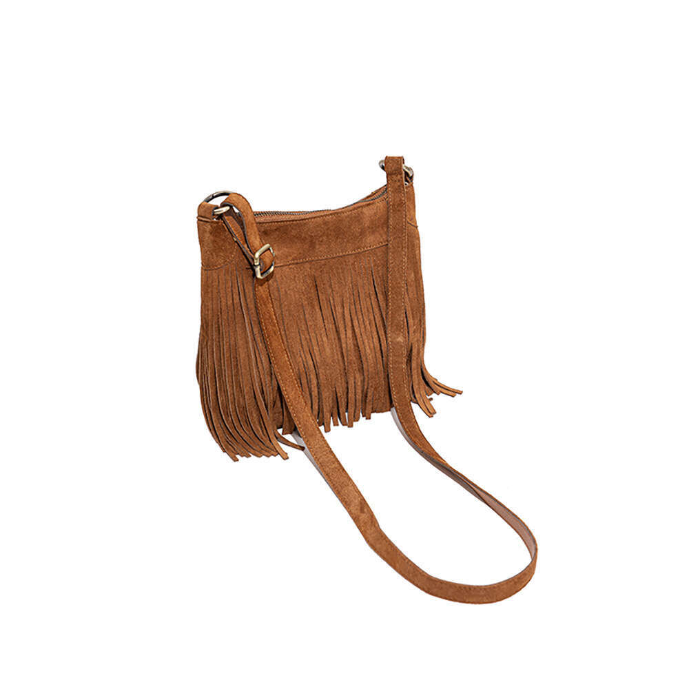 Luxury designer American tassel niche matte cowhide casual slung fashion one-shoulder hot ladies handbag.