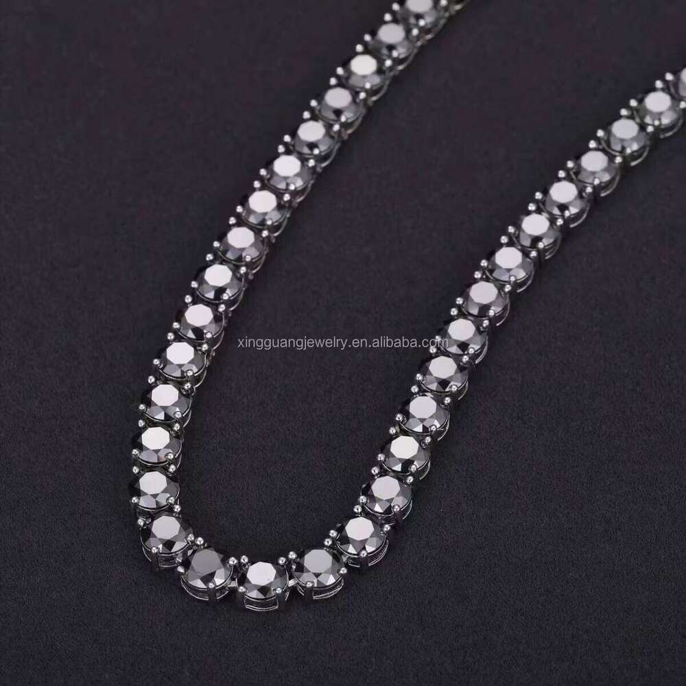 Hot Sale Dia 3mm---5mm Moissanite Sterling Sier Black Gold Plated Bracelet Necklace Tennis Chain Jewelry