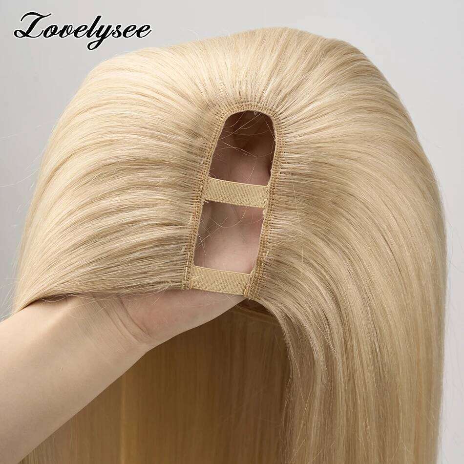 Straight Part Wigs Brazilian White Blonde Human Hair For Women 150% 180% Density U Shape Wig 14-28 Inch Leave Out No Glue