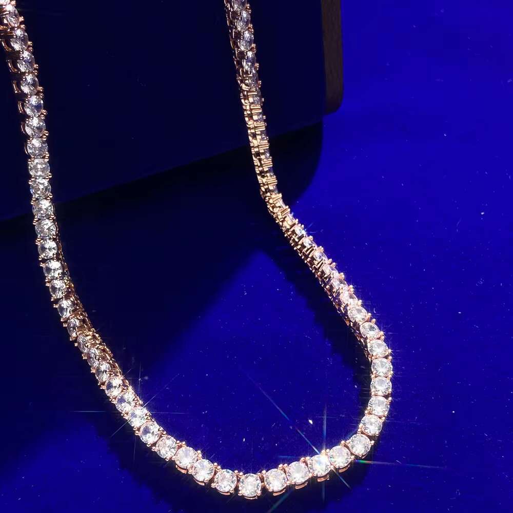 Trendy High-end Jewelry Hip Hop 925 Silver 4mm Multi-color Iced Out High Quality VVS Moissanite Tennis Chain for Necklace