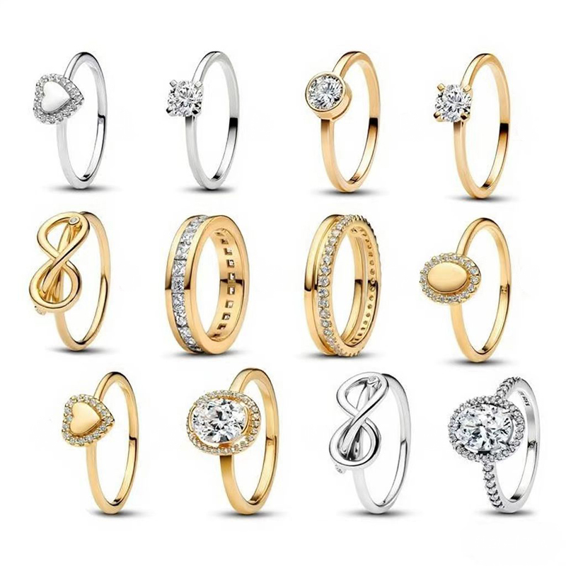 Designer Authentic Rings Women Heart Round CZ Diamond S925 Sterling Silver 18K Gold Filled Birthday Christmas Wedding Gifts Jewelry R082