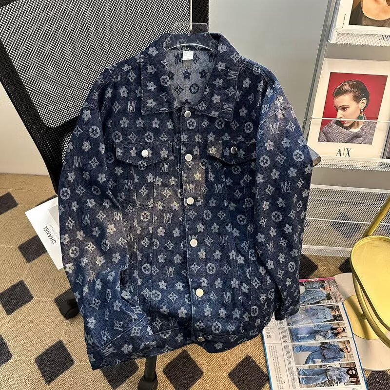 Advanced textured men's denim jacket for spring and autumn new trend workwear shirt cool and versatile youth top