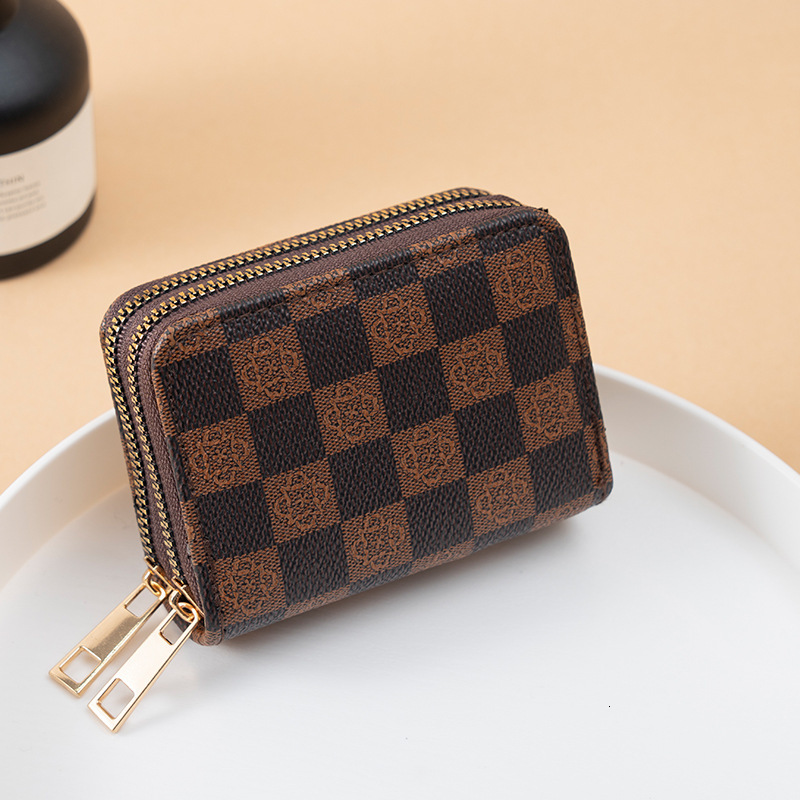 Free shipping designer 2025 New Women Bag Patchwork Color Matching Double Zipper Accordion Card Holder Vintage Multi-Card Slot Coin Purse Multi-Functi