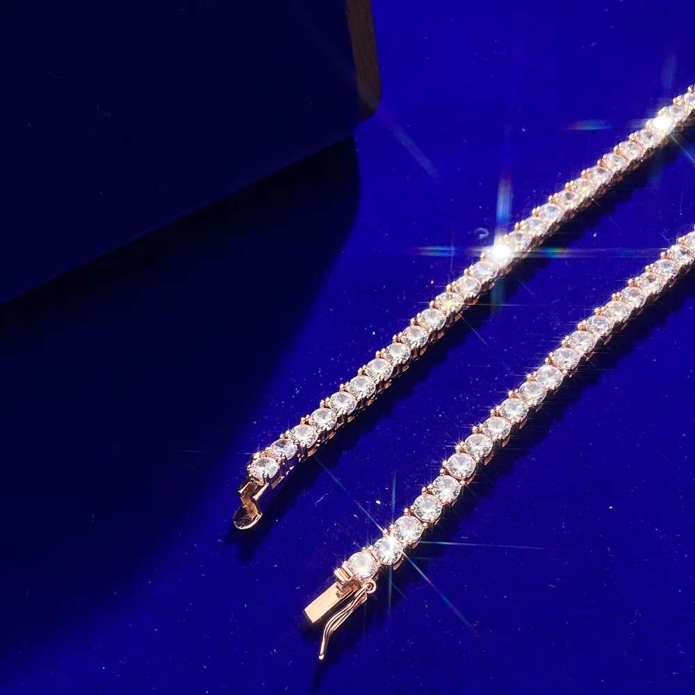 Trendy High-end Jewelry Hip Hop 925 Silver 4mm Multi-color Iced Out High Quality VVS Moissanite Tennis Chain for Necklace