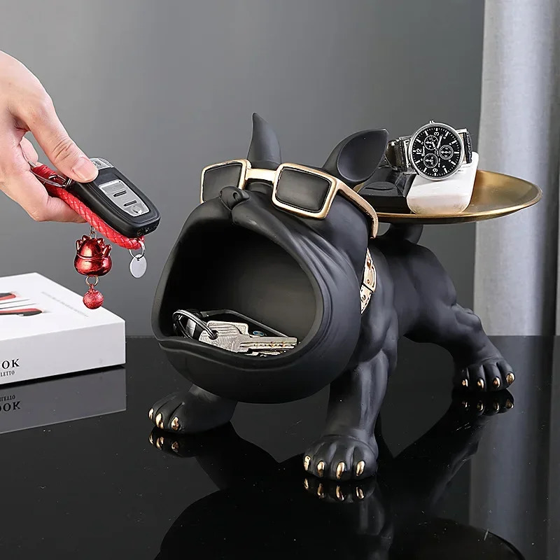 Resin Dog Statue Bulldog Statue Storage Tray Animal Decoration Resin Craft Art Sculpture Statue Dog Sculpture Home Decoration 250701 - view 3