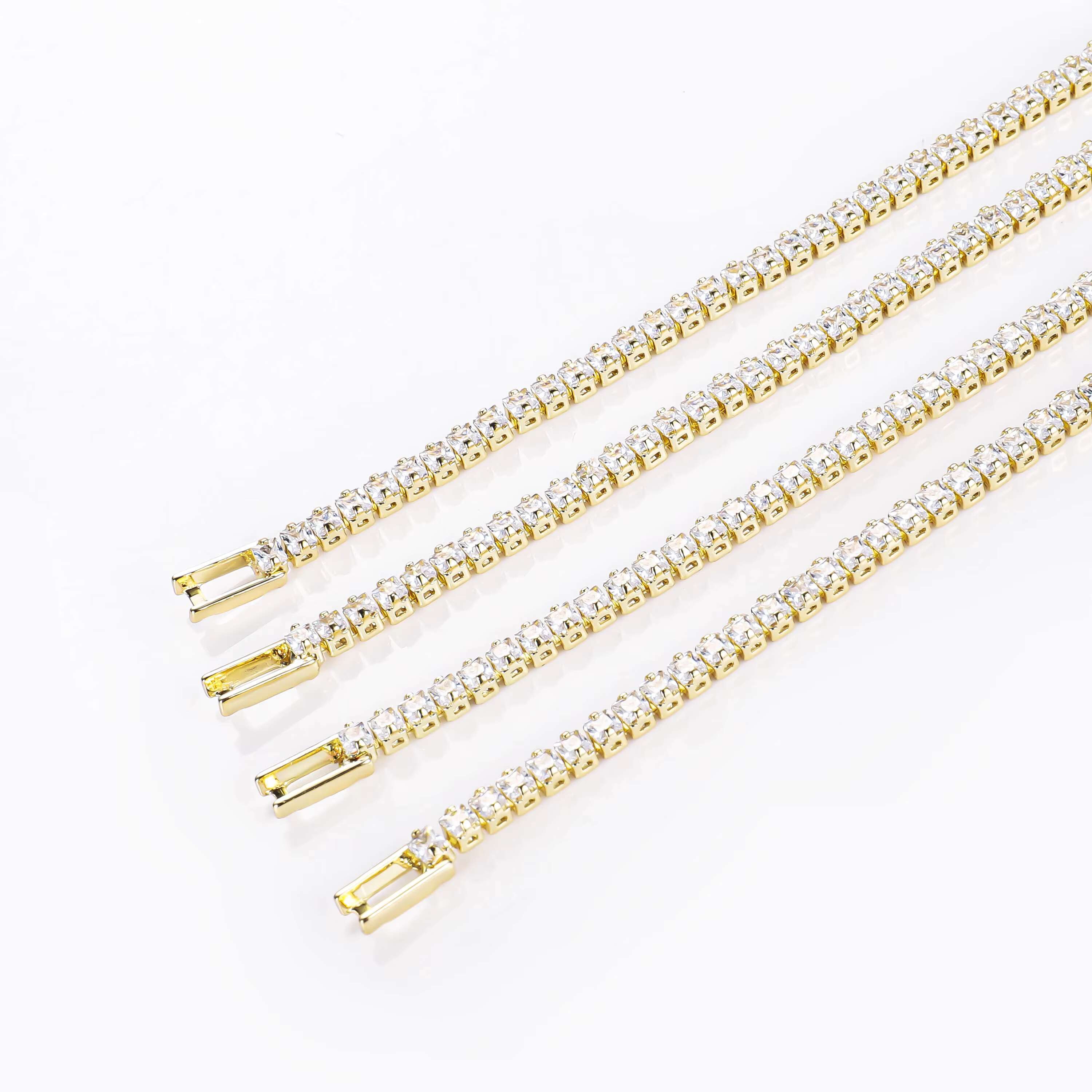New Style Versatile Trendy Summer Chain High Quality Shiny Zircon Hypoallergenic 14 k Gold Plated Tennis Chain