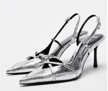 2025 Summer New Women's Shoes Summer New Denim Shallow Mouth Lace Hollow Toe Sexy Stiletto High Heels Fashion Sandals New Designer Shoes New Wome