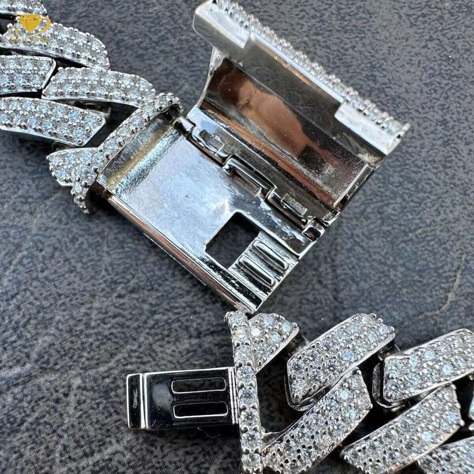 Hip Hop Jewelry Fashion 12mm Cuban Link Chain Choker Gold Silver Plated Full Diamond Moissanite Cuban Necklace Bracelet for Men