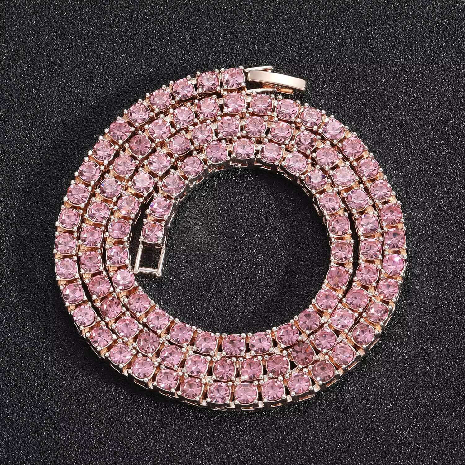 3mm 4mm 5mm 6mm Zinc Alloy Tennis Choker Chain 1 Row Hip Hop Iced Out Crystal Tennis Chain Necklace Jewelry Set