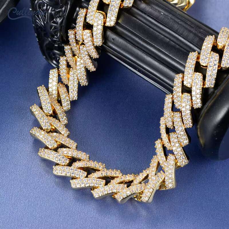 Custom Hiphop Jewelry 18K Gold Plated Iced Out Miami Prong Cuban Link Chain Mens Moissanite Diamond Cuban Chain Hip Hop Necklace