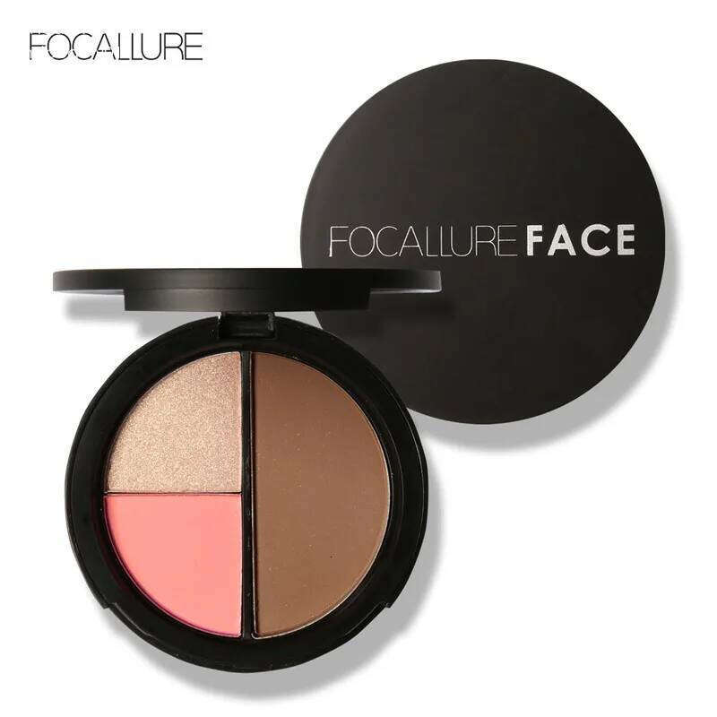 Focallure Blush Contour Highlight 3 in 1 Face Makeup Set Long Lasting Highlighter Blusher Palette Natural Cosmetics X250705