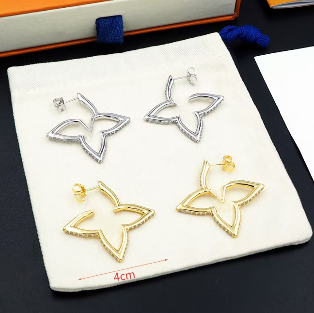 18K Gold silver Multi Style jewelry earrings Cool Girl fashion HOOP earrings designer Ear studs for Women classic jewelry Diamond Studs with original Gifts box