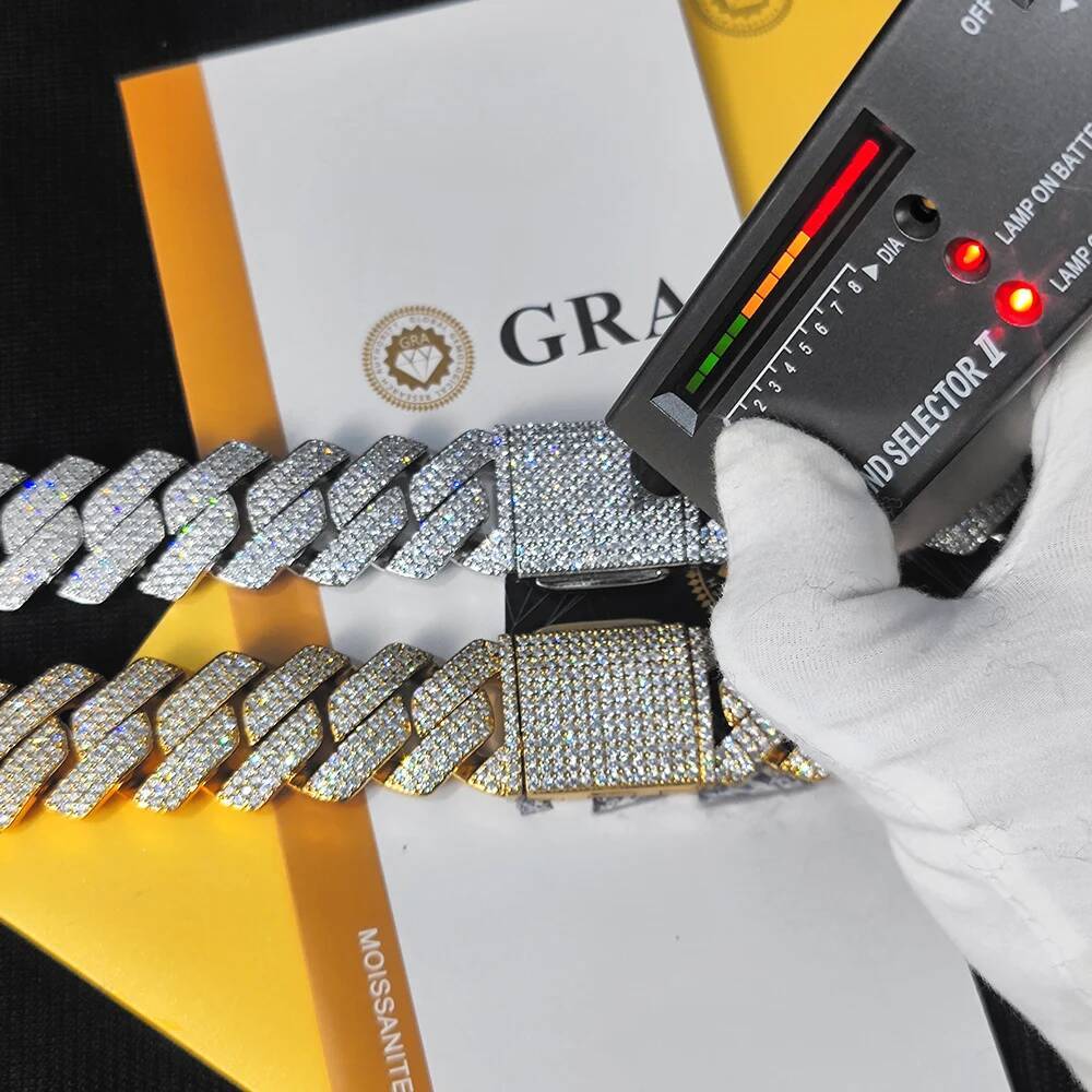 Custom 25MM S Sterg Sier Hip Hop Moissanite k Chain Thick Miami VVS Cuban Necklace For Men