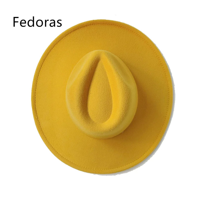 Gorras Hat Fedoras 9.5cm Wide Brim Hat Womens Winter Mens Hat Denim Felt Womens Hat Fedora Sombreros 250701