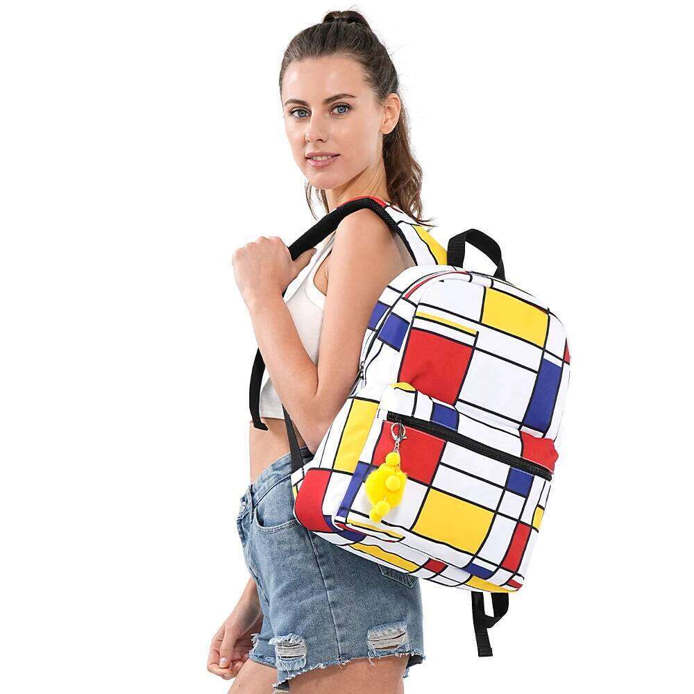 TINYAT 14 Inch Gaming Backpack, Shockproof Laptop Compartment School Bag, 3D Color Block Design Travel Backpack for Gym,Cycling