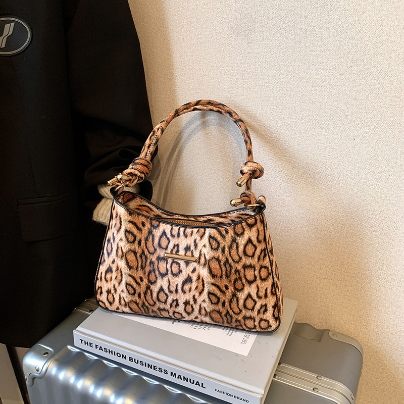 Fashion trend casual fashion European and American leopard print trend color block shoulder bag handbag designer bag women s armpit bag