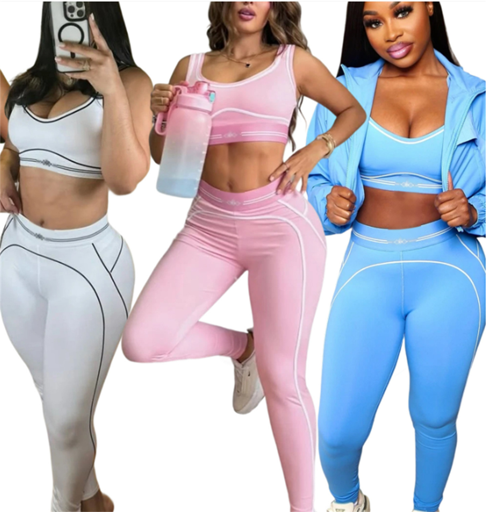 Evening Yoja Tracksuits skinny tight Vest and Pants fitness yoga two pcs sets outfits woman Running Jogging Suits Gym Set Jogging Sportwear Clothing