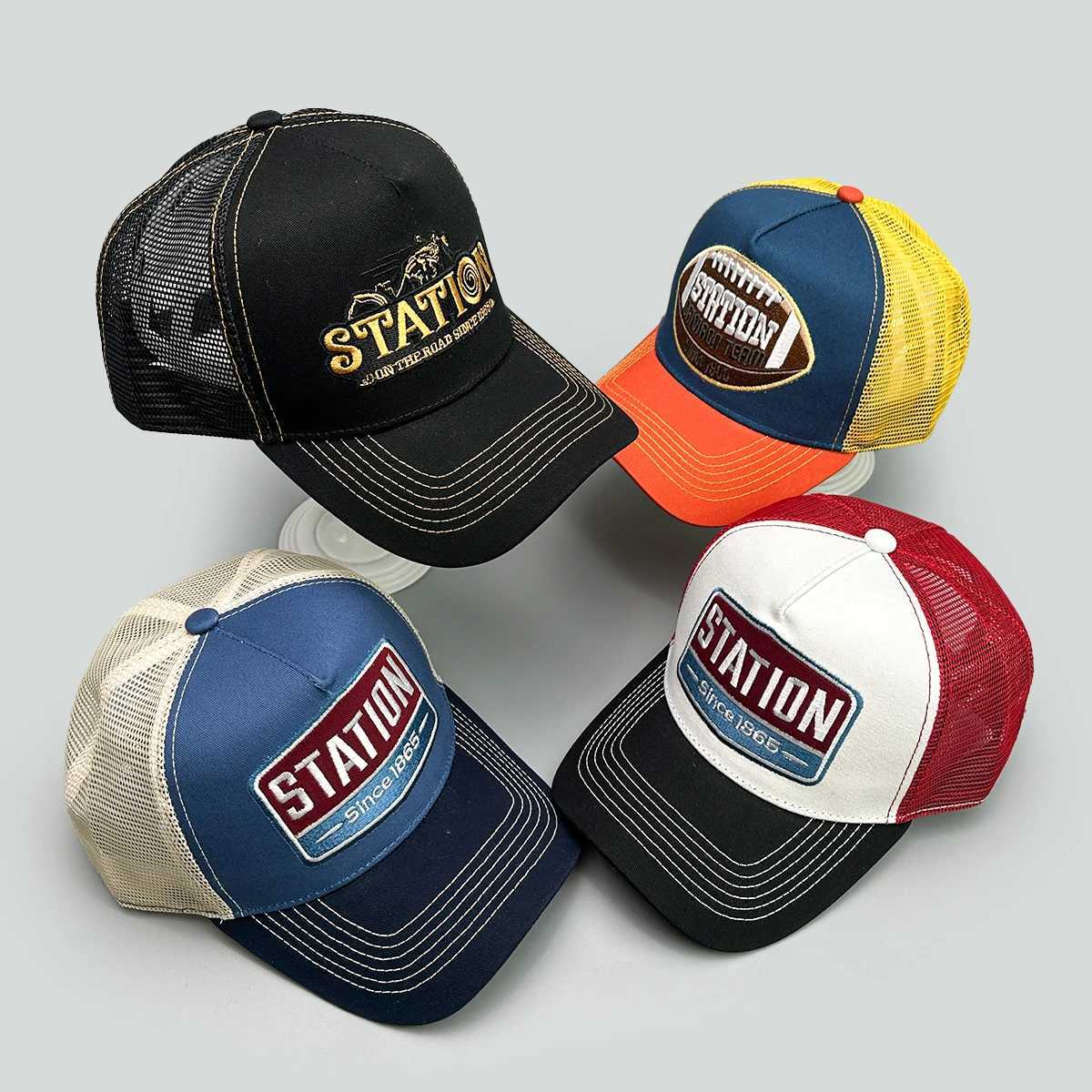 Color Block Letter Embroidery Baseball Hats New Unisex Sunshade Casual Breathable Hip Hop Fashion Mesh Versatile Trucker Caps Z250705
