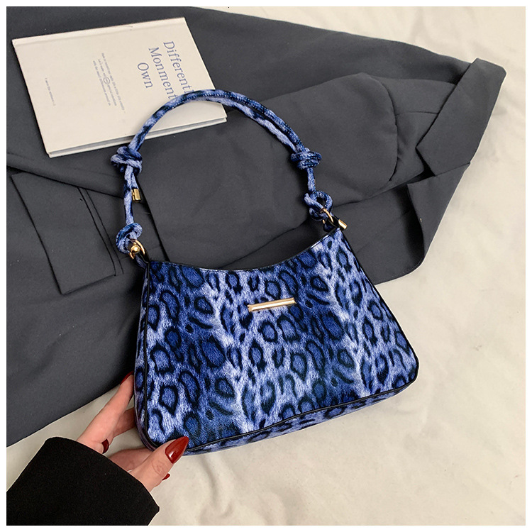 Fashion trend casual fashion European and American leopard print trend color block shoulder bag handbag designer bag women s armpit bag
