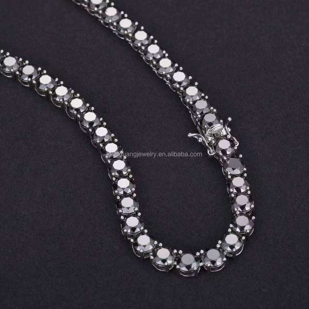 Hot Sale Dia 3mm---5mm Moissanite Sterling Sier Black Gold Plated Bracelet Necklace Tennis Chain Jewelry