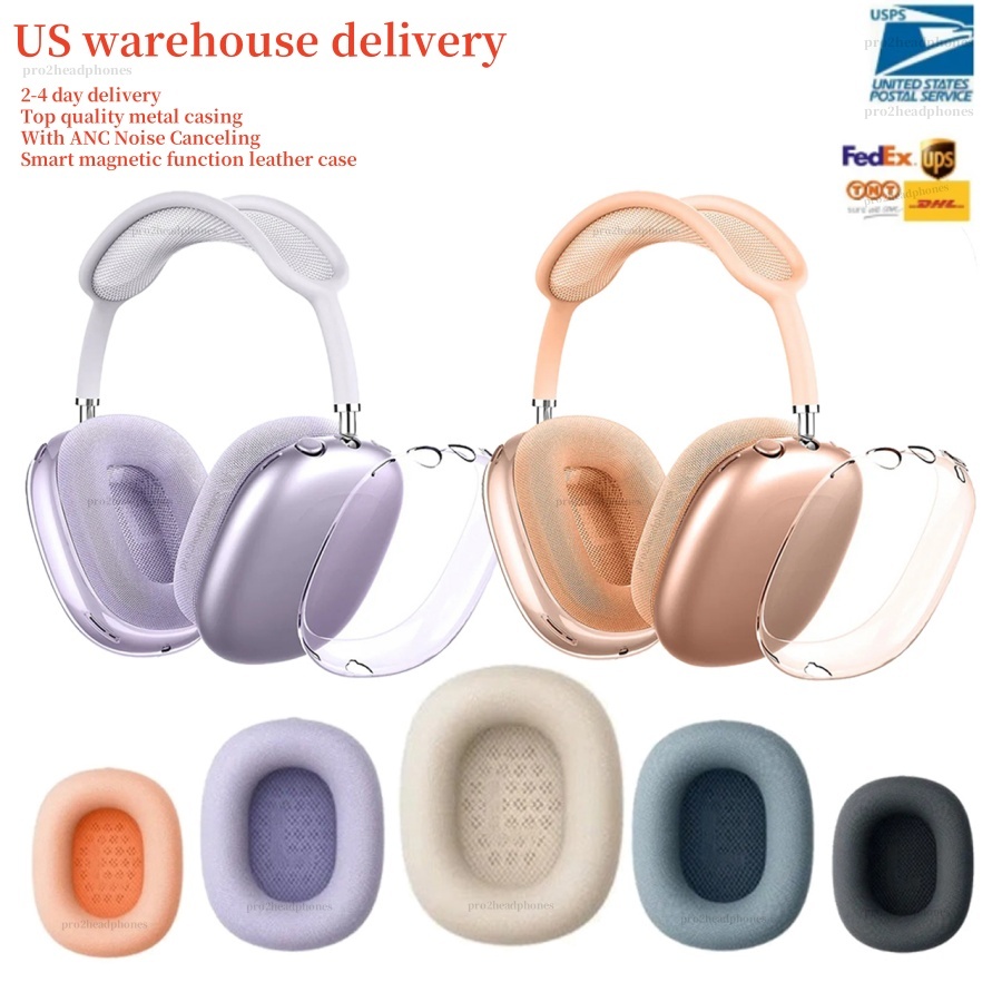for Airpods MAX Top ANC Metal airpods pro max 2 3 4 Headband Headphone Accessories Transparent Silicone Waterproof Protective case pro Maxs Headphones Case