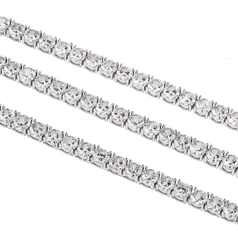 Wholesale Custom 4mm Tennis Chains 925 Sterling Silver Link Chain Hip Hop Jewelry Necklace Iced Out CZ Diamond 925 Tennis Chain