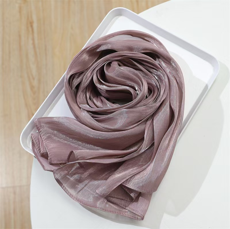 T1148 Spring and summer thin scarf solid color headscarf simple sun protection warm shawl silk scarf female scarf