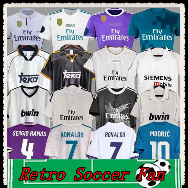 84 85 86 87 99 01 06 09 10 Real Madris Jerseys Football Shirt ZIDANE RONALDO GUTI BENZEMA SEEDORF CARLOS 11 13 14 15 16 17 18 RAUL Vintage FIGO Retro Soccer