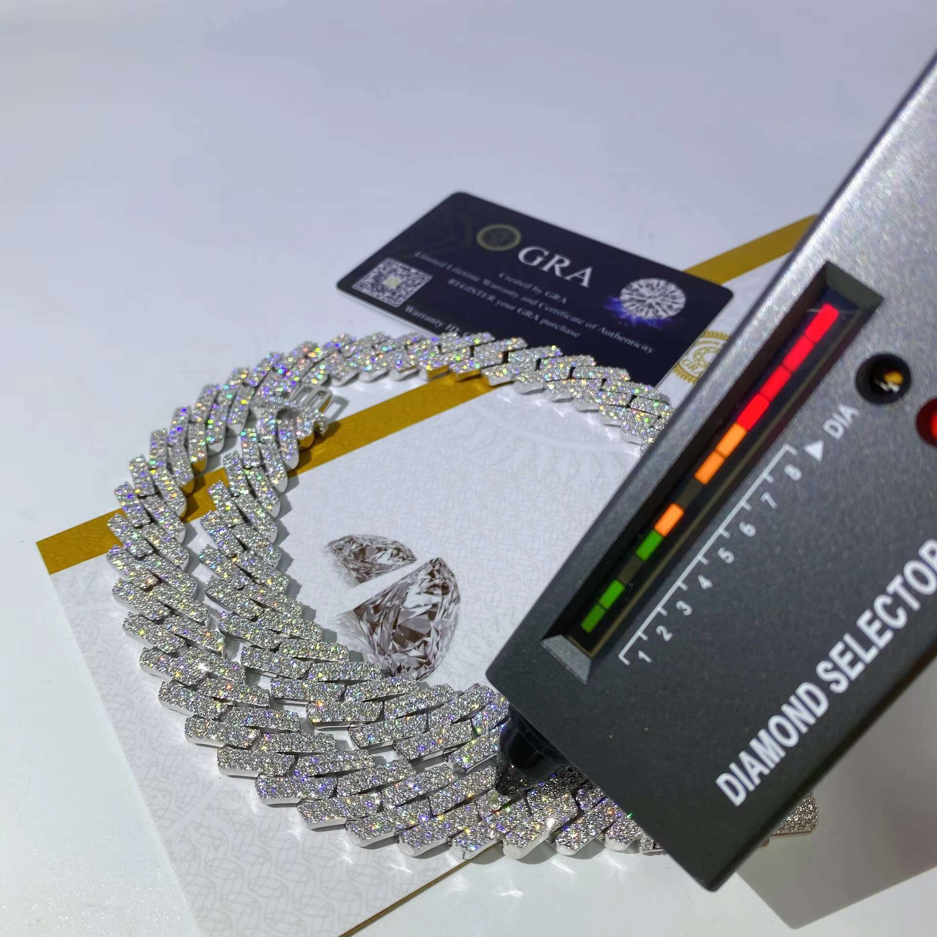 Custom Hiphop Fine Jewelry Men Hip Hop Iced Out Diamond Bracelet Necklace 15MM Double Row Moissanite 925 Silver Cuban Link Chain