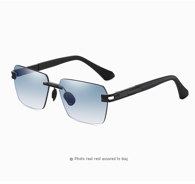 Free Delivery Designer 2025 New Gradient Sunglasses for Men Colorful Two tone Frameless Sunglasses Fashion Metal Sunshades black white