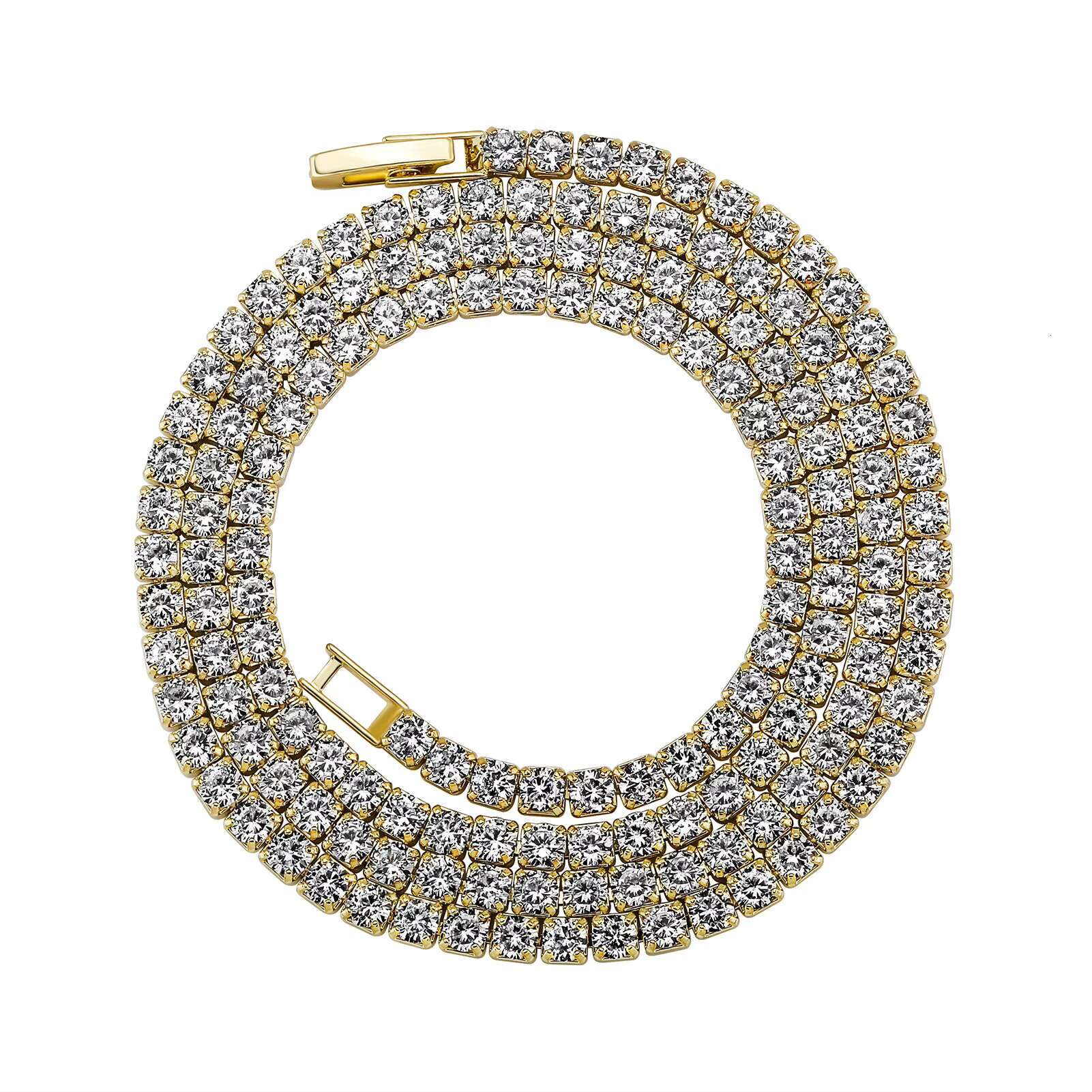 Prong Set Round CZ Zircon Chains 3-5 MM Bling Cubic Zirconia Diamond Tennis Necklace