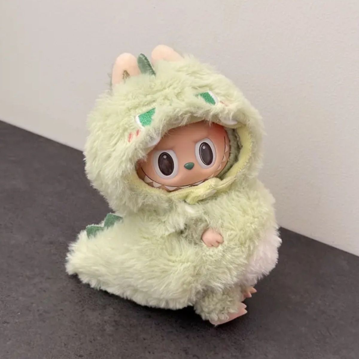 For Labubu Cute Doll Clothes Fried Shrimp Onesie 1st 2nd 3rd Gen 17cm Labubu Sitting Party Yellow Outfit Doll Accessories