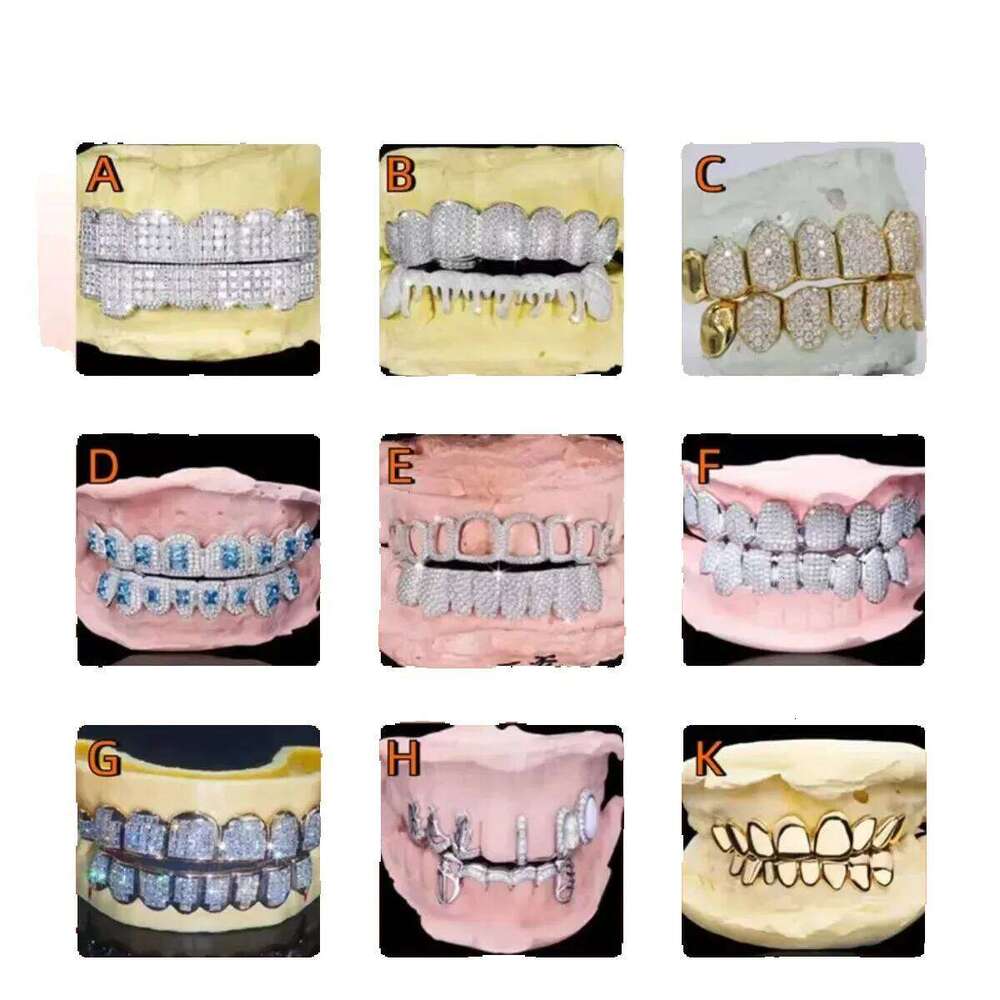 Teeth Custom Sterling Sliver Princess Cut Dia Grillz Iced Out VVS Moissanite Women and Men Hip Hop Jewelry