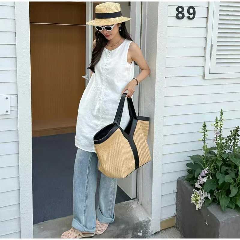 Y-shaped Design Shoulder Bag 2025 Brand Seaside Beach Travel Hollow Large Capacity Tote Bag Casual Light Handbag