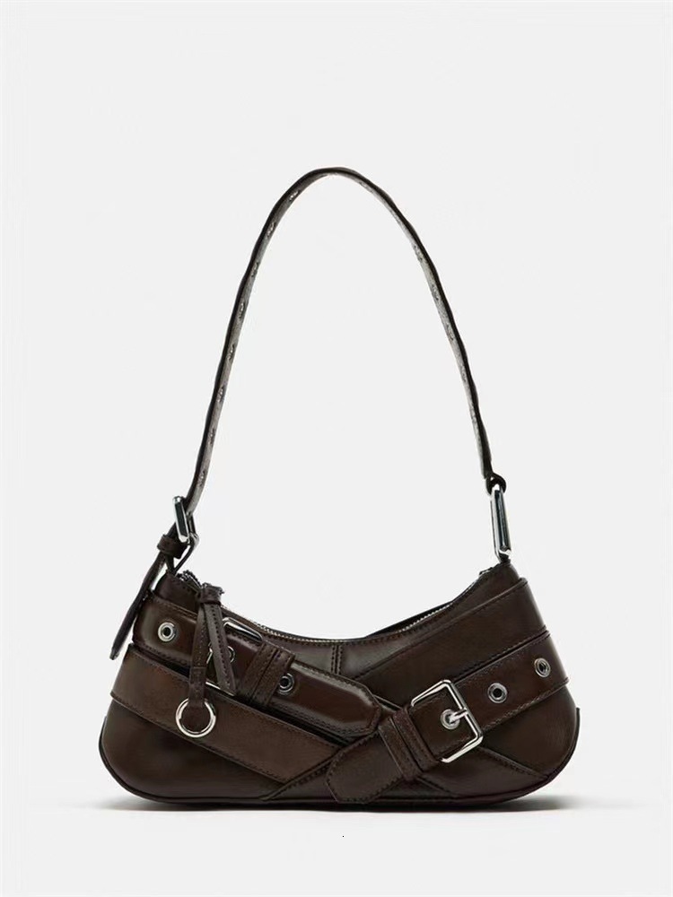 Cross border women s bag new original retro black trend trend spicy girl motorcycle bag designer bag single shoulder armpit rectangular bag