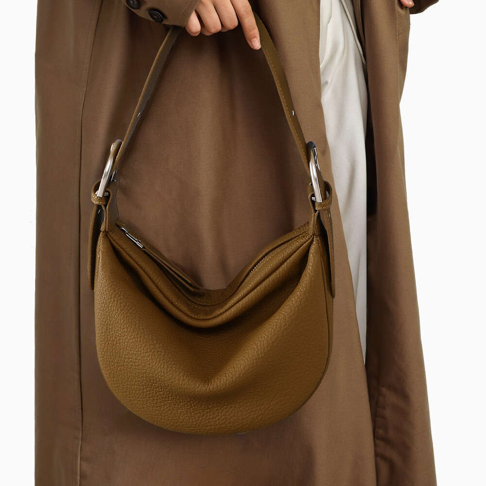 Luxury designer new niche urban simple armpit single shoulder solid color niche top layer cowhide crossbody women's handbag