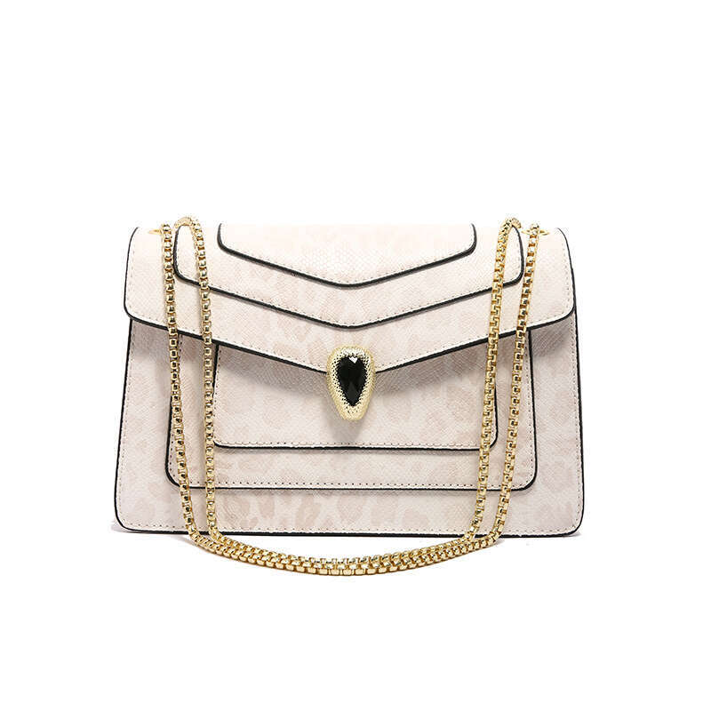 Women's Small Square Design Crocodile Leather Shoulder Gem Buckle Flap Crossbody Bag Evening Chain Handbag