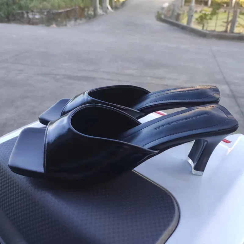 Fashion Summer Women slipper Square Toe Ladies Mules Sexy High Heels Slippers Female Woman Shoes claquette femme 250703