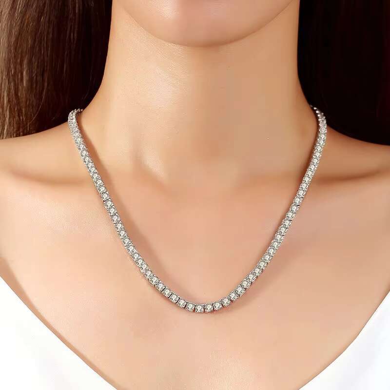 Top Grade 316L Titanium Steel Tennis Necklace 3mm-5mm Full Diamond Necklace Luxury Zircon Chain Men Necklace