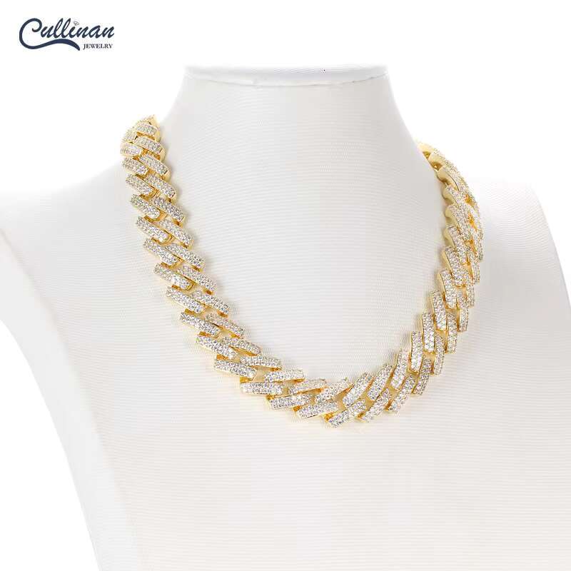 Custom Hiphop Jewelry 18K Gold Plated Iced Out Miami Prong Cuban Link Chain Mens Moissanite Diamond Cuban Chain Hip Hop Necklace