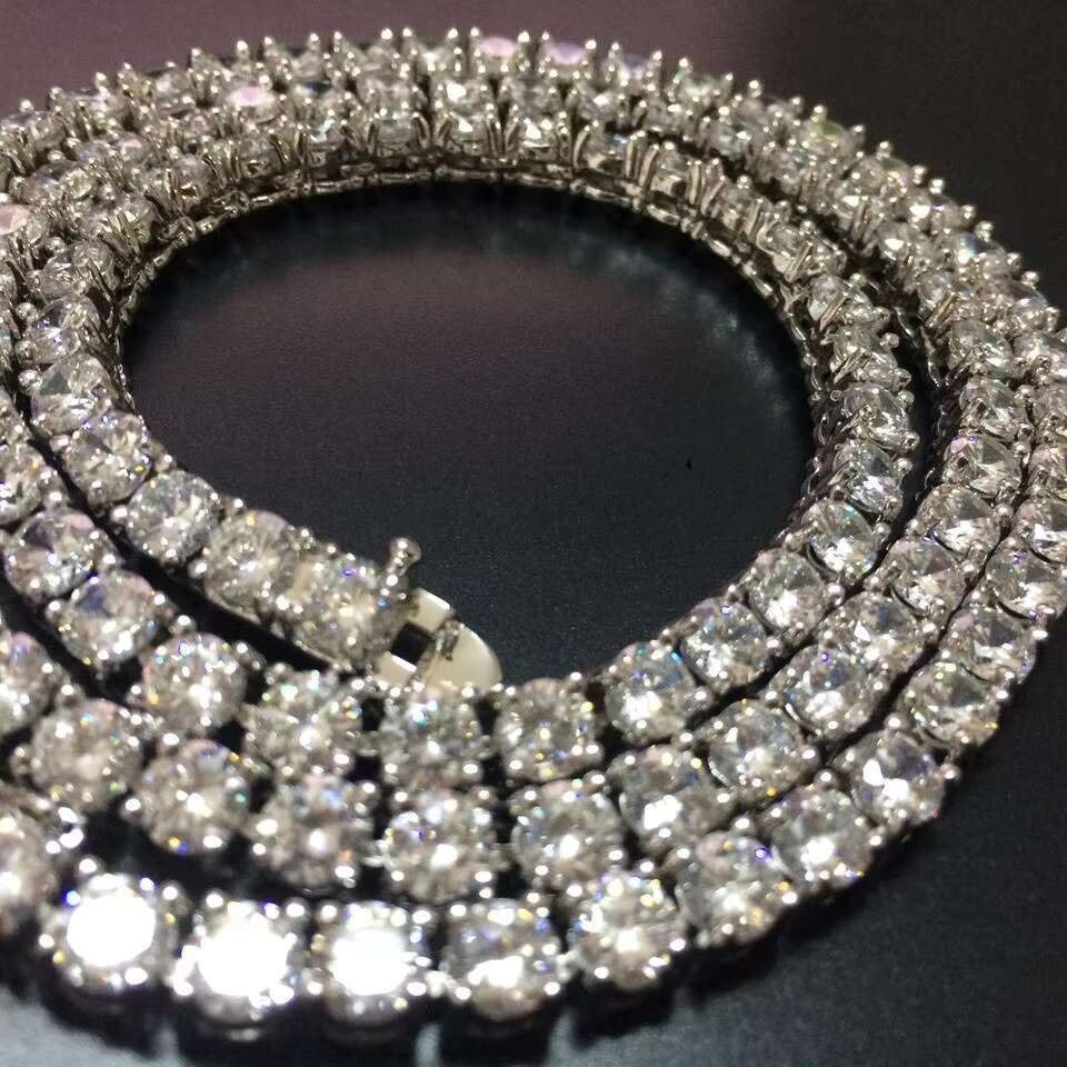 Hip Hop 3mm 4mm 5mm Tennis Chain 1 Row Cubic Zirconia Diamond Necklace 18k Gold Plated Tennis Necklaces Fine Jewelry