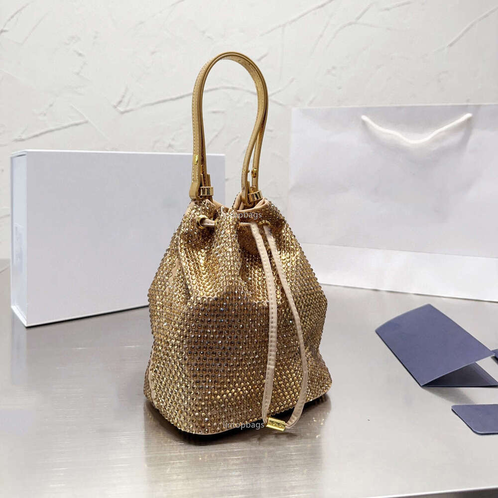 New stylish bucket bag solid color crystal diamond shoulder crossbody bag women's men's messenger bag lady small purses tote bags for women sling bags